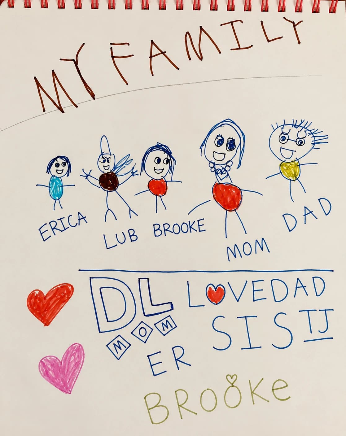 The Puffsaurus family — a hand-drawn illustration by our daughter